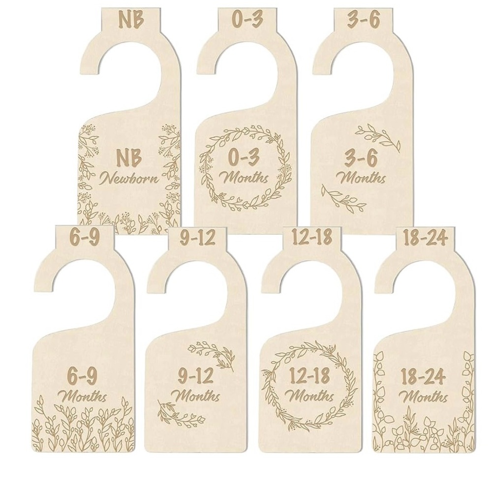 Wooden Gender Neutral Baby Clothes Closet Size Dividers Hangers Little Miracles - Picture 2 of 4